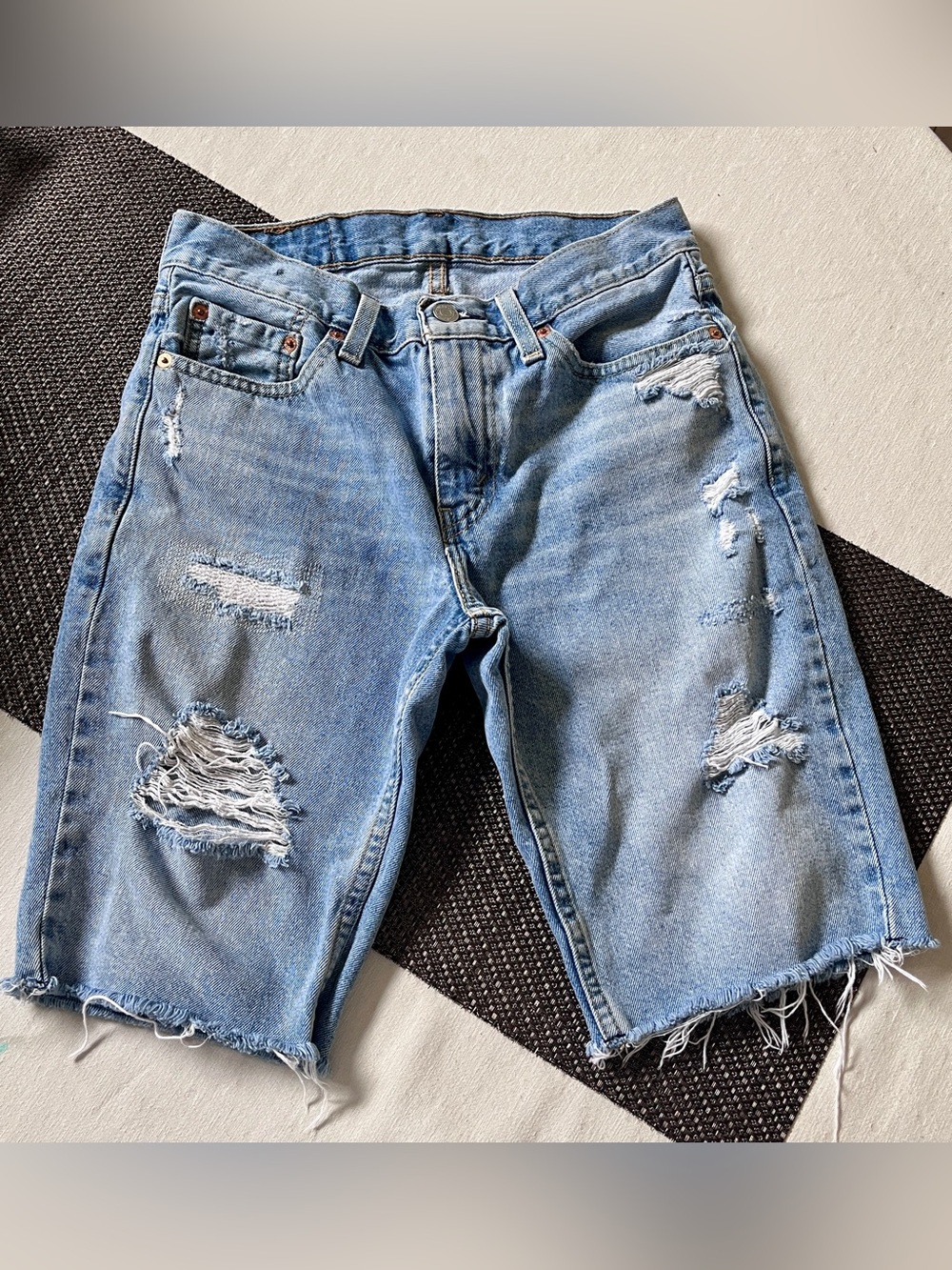 Levi's Light Blue Distressed Denim Shorts